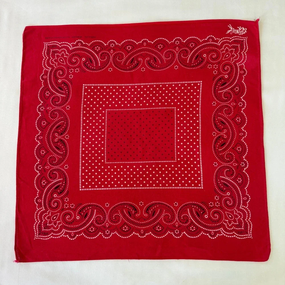 Vintage 70s Wrangler Bandanas Red Cotton RN 16429 Fast Color USA Lot of 2
